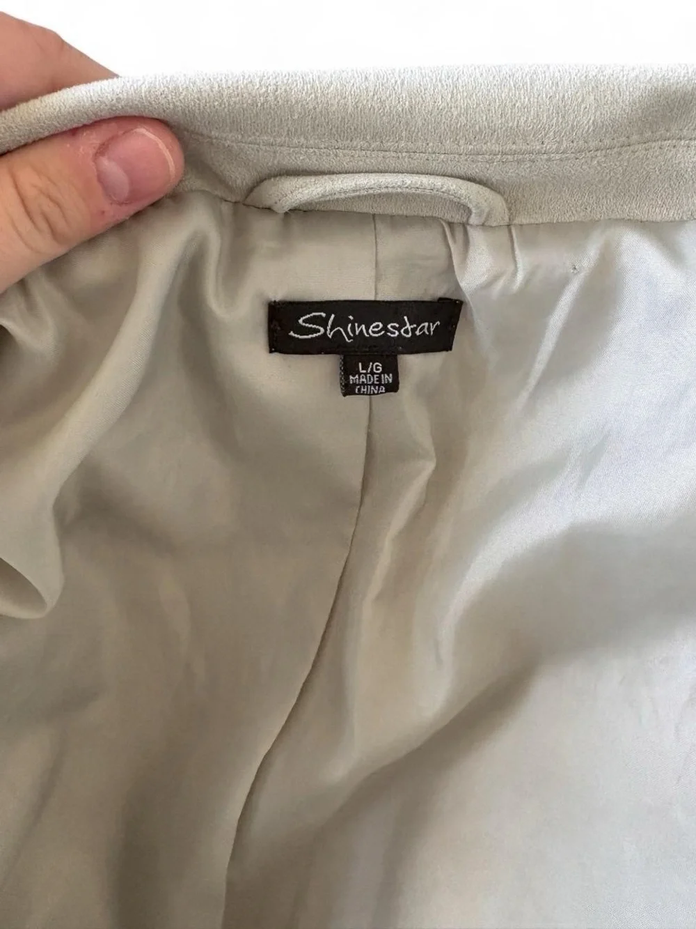 Shinestar Grey Draped Leather Faux Leather Jacket